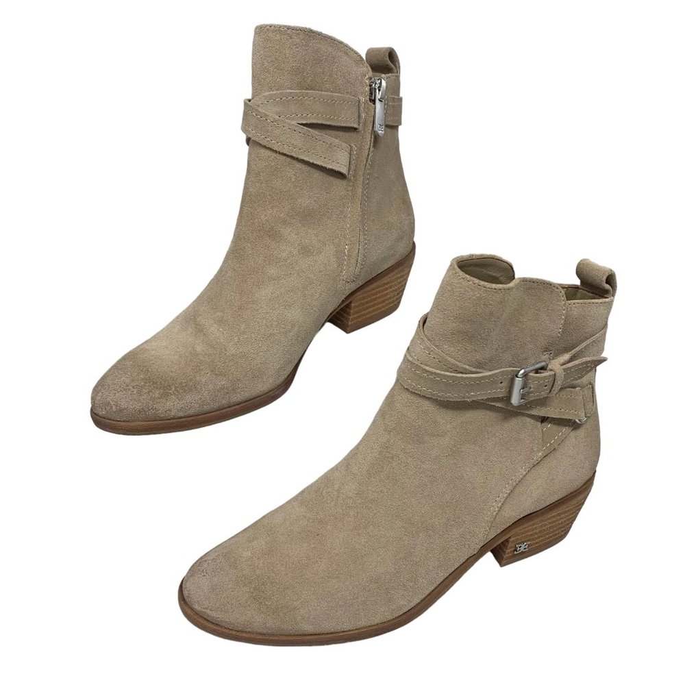Sam Edelman Polina Taupe Suede Zip Booties *NWOB
